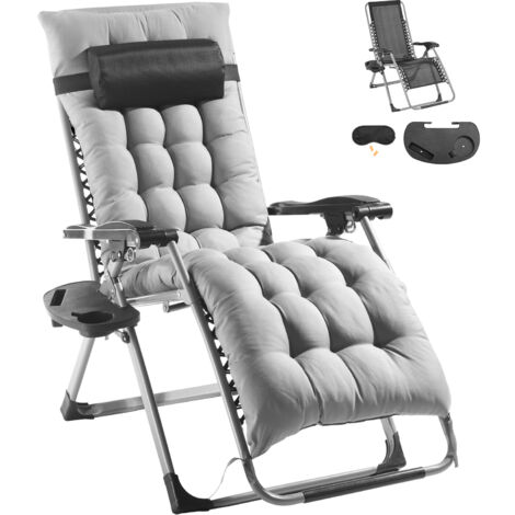 Mophorn – Chaise zéro gravité réglable 26 pouces – Coussin épais amovible – Supporte 500 lb – Pliable avec porte-gobelet et appui-tête