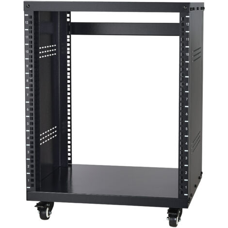Mophorn Support de rack AV 12U, capacité de charge de 226 kg, support de studio d'enregistrement stéréo réseau avec roulettes verrouillables, trous ronds et carrés (1/5)