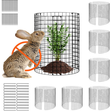 Mophorn Lot de 6 cages grillagées pour plantes, 32 cm de diamètre x 35,6 cm de hauteur, clôtures extérieures pour fleurs, légumes, garde les animaux à l'extérieur, maille métallique (1/5)