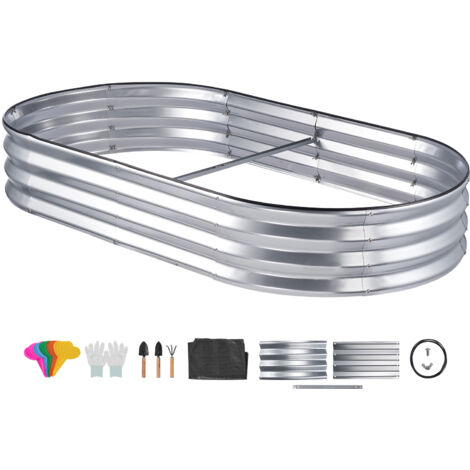 Mophorn Jardinière surélevée en métal galvanisé 71,9" x 36,4" x 11", jardinière à base ouverte pour fleurs, légumes, herbes dans l'arrière-cour/jardin/terrasse/balcon, argent (1/5)