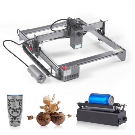 Mophorn Graveur laser 20 W 15,7 x 15,7 pouces Grande zone de travail 10 000 mm/min Rouleau rotatif à point comprimé pour bois, métal, acrylique (1/5)