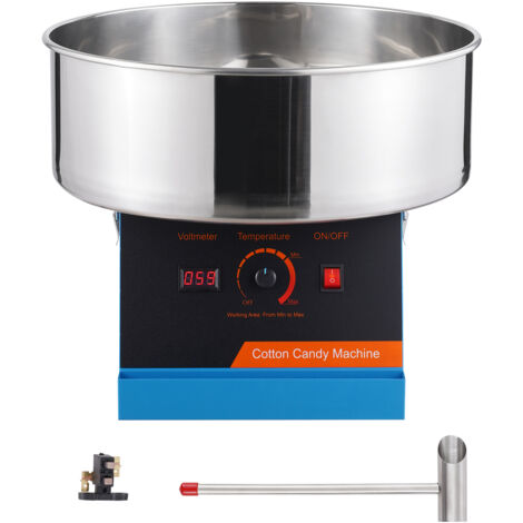 Mophorn  Machine à barbe à papa électrique, 1000 W, bol en acier inoxydable, cuillère à sucre, pour la maison, anniversaire d'enfants, fête de famille, bleu (1/5)