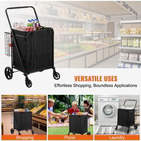 Chariot De Course Pliant Léger Avec 6 Roues, Charge Max 30KG, Étanche