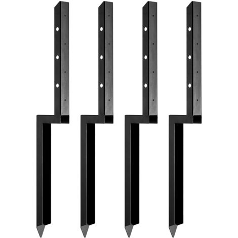 Mophorn Kit de réparation d'ancrage pour poteau de clôture, lot de 4 piquets de support de poteau de clôture en acier robuste de 5,1 x 5,1 cm de diamètre intérieur, piquet d'ancrage (1/5)
