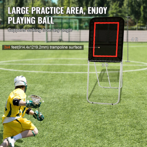 Diegimr Filet de Rebond Volleyball, 180x110cm Réglable Filet de Rebond Volley avec Support en L et Piquets en U Bâton Équipement D'Entraînement pour Crosse Baseball Football (Rouge