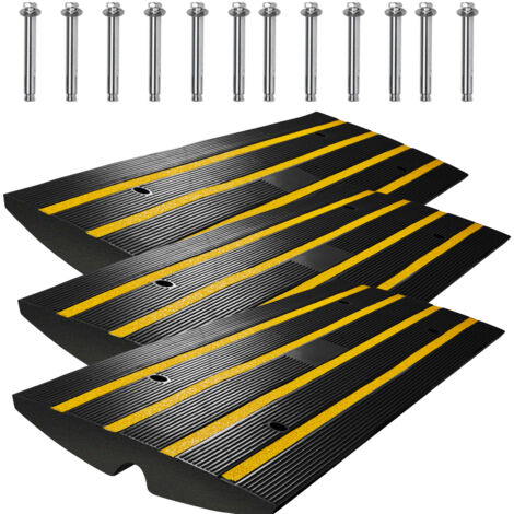 Mophorn – Lot de 3 rampes de chargement en caoutchouc – Capacité 15 tonnes – Dimensions 122 x 40,5 x 6,5 cm – Antidérapantes pour accès sécurisé (1/5)