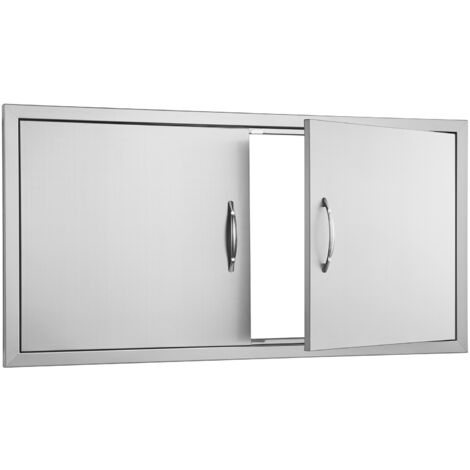 Mophorn Porte d'accès double pour barbecue 1067 x 534 mm, porte verticale encastrée en acier inoxydable avec poignées, porte de cuisine extérieure pour îlot de barbecue et station de grillades