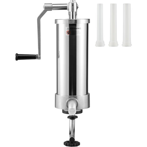 Mophorn Remplisseuse de saucisses Mophorn, capacité de 5 lb/3 l, machine de remplissage de saucisses verticale en acier inoxydable 304, 3 tubes de remplissage, base d'aspiration, manivelle manuelle