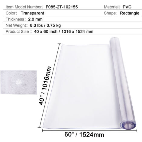 Protection De Table Transparente 40,6 X 152,4 Cm En PVC