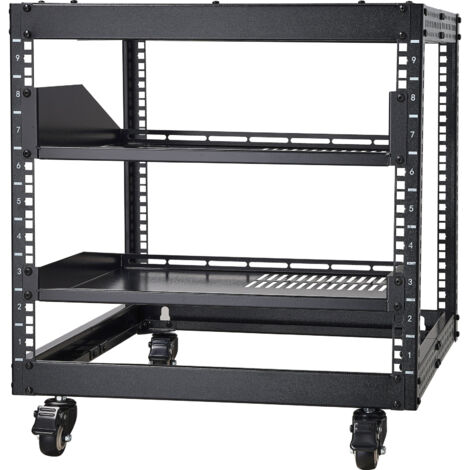Mophorn Rack de serveur à cadre ouvert 9U, profondeur réglable de 23 à 40", autoportant ou mural, rack de serveur réseau avec roues à 360°, support robuste à 4 montants (1/5)
