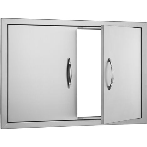 Mophorn – Porte d'accès barbecue en acier inoxydable 774x533 mm – Conception sans soudure – Poignées ergonomiques – Installation facile