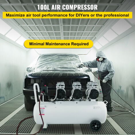 Mophorn Compresseur deair , 22 gallons, ultra-silencieux, sans huile, reservoir de 100 litres, 2,2 kW, faible bruit, compresseur silencieux avec electrovanne de securite