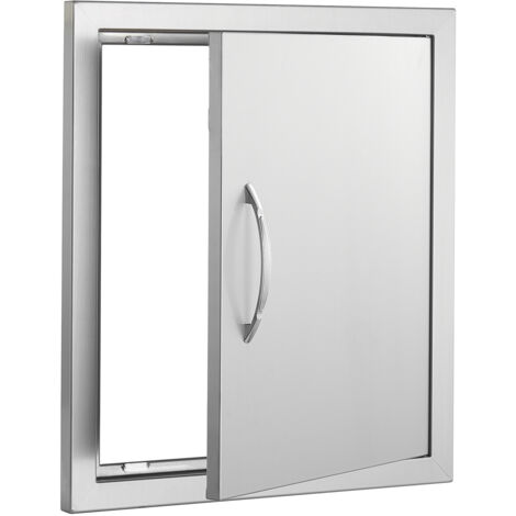 Mophorn Porte d'accès pour barbecue , porte de cuisine extérieure simple de 457 x 508 mm. Montage encastré en acier inoxydable. Mur vertical avec poignée et crochet pour îlot de barbecue