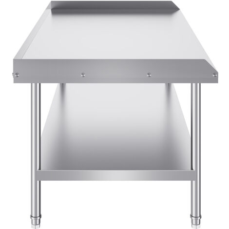 Mophorn Table de travail en acier inoxydable 30 x 60 x 26 po, table de préparation des aliments commerciale robuste avec dosseret à 3 côtés. Hauteur réglable pour restaurant, maison et hôtel. (1/5)
