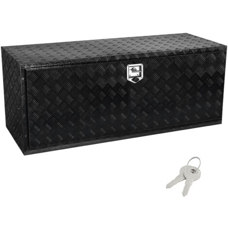 Mophorn Coffre de rangement pour dessous de caisse de camionnette 60" x 24" x 24", boîte à outils robuste en aluminium avec plaque diamantée et serrure, boîte de remorque étanche, loquet à poignée