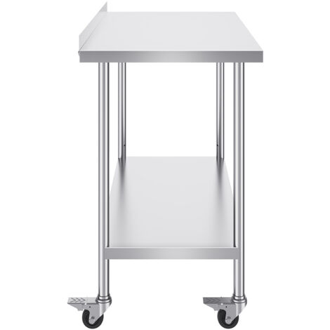 Mophorn Table de Travail en Acier Inoxydable 24 x 48 x 40 Pouces, Table de Préparation des Aliments Commerciale avec Roulettes, Hauteur Réglable, pour Restaurant, Maison et Hôtel (1/5)