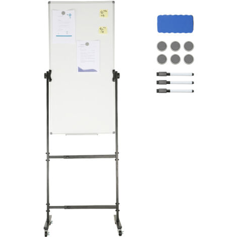 Grand Tableau Blanc Magnétique Double Face Mobile 32x48 Pouces - Pour Bureau, Salle De Réunion Ou école