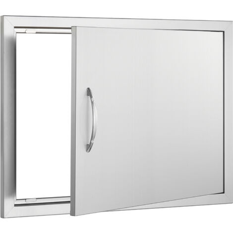 Mophorn Porte d'accès pour barbecue , porte de cuisine extérieure simple 685 x 508 mm. Montage encastré en acier inoxydable. Mur vertical avec poignée pour îlot de barbecue et station de grillades