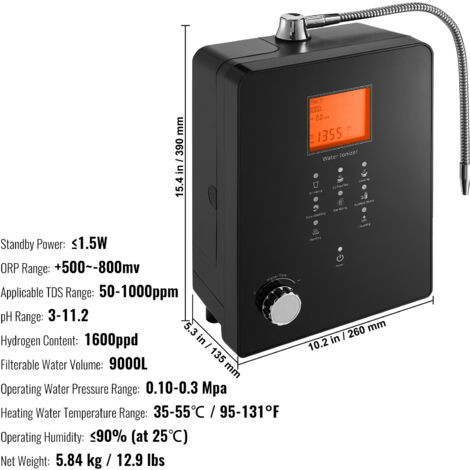 Des piles alcalines_ioniseur_Eau Ioniseur purificateur d'eau ion négatif acier i Des piles alcalines_ioniseur_Eau Ioniseur purificateur d'eau ion négatif acier i