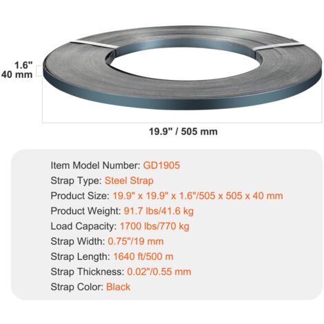Bobine Ruban Cerclage Acier Inoxydable 304 U.S. SOLID - 16 Mm X 0,5 Mm X 30 M - Haute Performance Anti-Corrosion