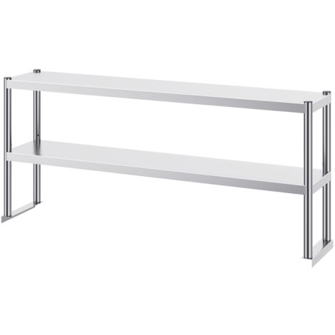 Mophorn 12 x 60 po double étagère, double niveau en acier inoxydable, réglable en hauteur. Idéal pour la préparation en cuisine, au restaurant et en atelier.