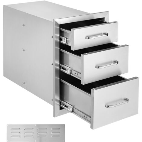 Mophorn Tiroirs de cuisine d'extérieur , 14"L x 20,3"H x 23"P, triple accès, montage encastré, construction en acier inoxydable, poignée incluse, tiroirs d'îlot de barbecue idéaux pour les cuisines