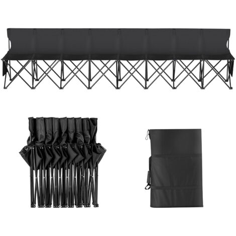Mophorn Banc pliable portable 8 places, banc d'extérieur avec dossier et sac de transport, siège instantané sans assemblage pour le sport et le camping, noir (1/5)
