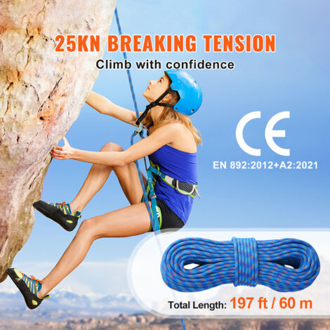 Corde d'Escalade Statique 12,7 mm x 45,72 m, Corde de Sécurité Extérieure avec Tension de Rupture 32 kN, en Fibre Solide, pour Évasion, Descente Corde d'Escalade Statique 12,7 mm x 45,72 m, Corde de Sécurité Extérieure avec Tension de Rupture 32 kN, en Fibre Solide, pour Évasion, Descente