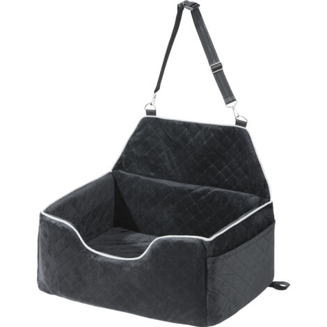 Siège Auto Pour Petit Chien – Rehausseur Console Centrale Avec Dossier Haut Et Housse Doublure Fausse Fourrure (Noir, Taille L)