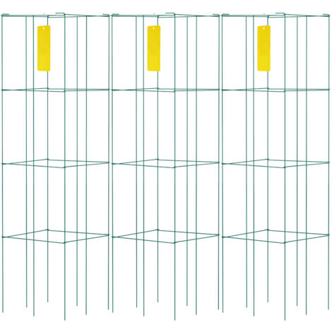 Mophorn Cages à tomates , 37,1 x 37,1 x 100,1 cm, lot de 3, cages de support carrées robustes pour plantes, tours à tomates en acier avec revêtement en PVC vert pour légumes grimpants, plantes, fleurs