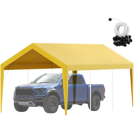 Mophorn Auvent de remplacement pour abri d'auto 10' x 20', bâche robuste et imperméable pour tente de garage protégée contre les UV, installation facile avec tendeurs à boule, beige (1/5)