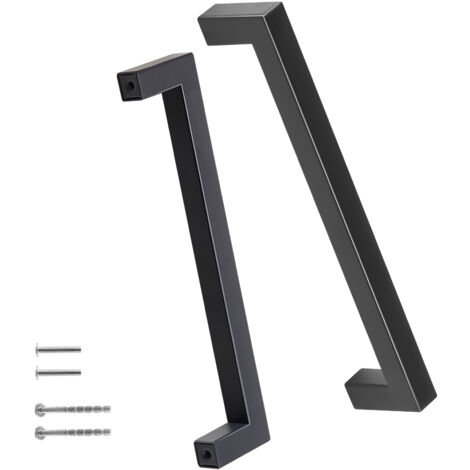 2 Poignées Sur Rosace Carrées ALPERTEC Sara Sans Trou Noir Mat A7 | Leroy Merlin