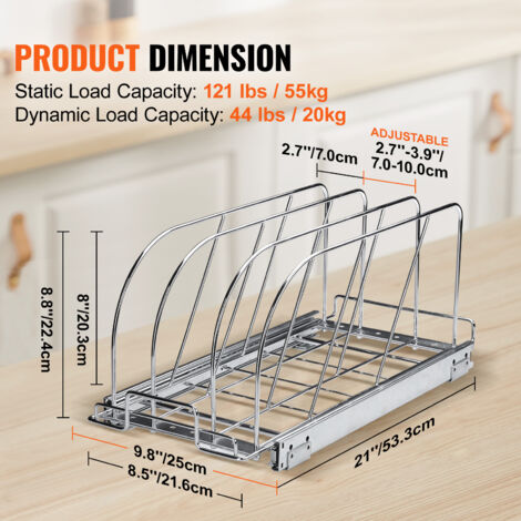Support Pour Planche à Découper Sans Perçage - Acier Inoxydable, étagère Télescopique - Se Fixe Sous L'armoire De Cuisine - Noir