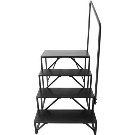 Marches Pour Camping-car SucceBuy 4 Marches,capacité 440 Lb,escalier Antidérapant Acier Carbone Rampe Entree Securisee Pour Camping Car Remorque 96285443