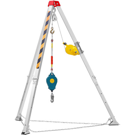 Mophorn Ensemble de trépied pour espace confiné , treuil de 1 200 lb. Pieds de 7 pi avec câble de 98 pi. Protection contre les chutes de 32,8 pi. Comprend un harnais et un sac de rangement