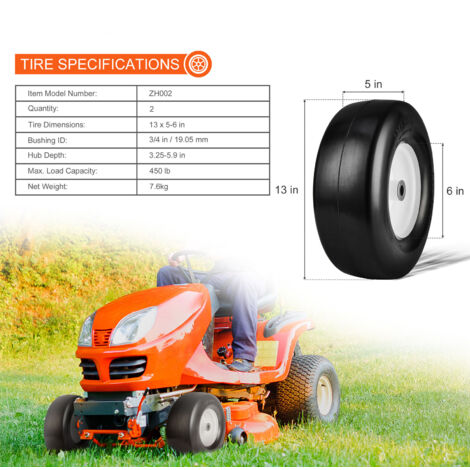 Lot 2 Pneus Tondeuse Sans Chambre 18x6.50-8 Wanda P332 4 Plis – Herbe-Friendly, 455 Mm, Charge 350 Kg