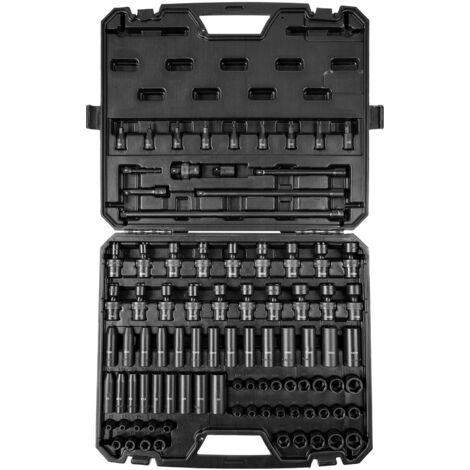 Mophorn – Jeu de douilles à chocs 3/8' – 90 pièces SAE 1/4'-3/4' et métrique 6-19 mm – Acier allié Cr-Mo – Barres d'extension et joint universel inclus
