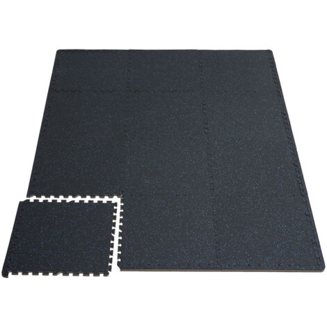 Mophorn Tapis de sol de salle de sport de 0,56 po, 6 carreaux, dessus en caoutchouc avec mousse EVA, 24 po x 24 po, couverture de 24 pi2, tapis puzzle emboîtables pour salle de sport, maison et garage (1/5)