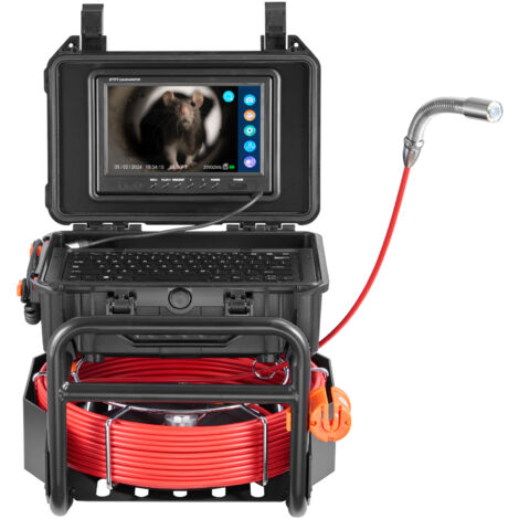 Mophorn – Caméra d'inspection 30 m avec émetteur 512 Hz – Écran HD 9 pouces – Caméra auto-nivelante pour inspection égouts et tuyaux (1/5)