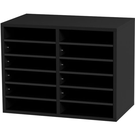 Mophorn Organiseur de littérature en bois, 12 compartiments, étagères amovibles, noir pour bureau/maison (1/5)