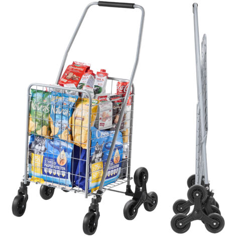 Mophorn – Chariot de courses pour escalier 45 L – 6 roues dont 3 roues d'escalade – Pliable en acier au carbone – Charge 40 kg