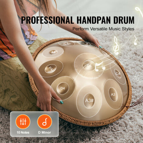 Tabour De Handpan, Tabour à Ain En Acier, 22 Pouces En Ré Ineur 432 Hz/440 Hz 9 Sons, Avec
