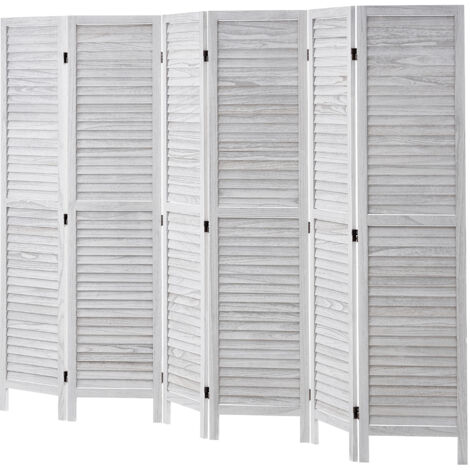 Mophorn Cloison de séparation en bois à 6 panneaux, paravent pliable de 66,9 pouces, cloison en bois à persiennes pour séparation de pièce, décoration portable pour maison, bureau, chambre à coucher