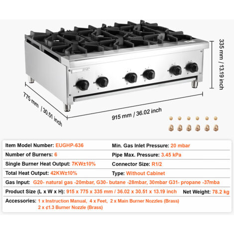 Cuisinière à Gaz 4 Brûleurs Extérieure - Puissance 75 000 BTU/brûleur - Noir Métal - Neuf