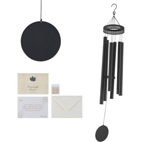 Mophorn Carillons éoliens pour extérieur, 1473 mm, 6 tubes, ton profond, grand mémorial, décoration extérieure, noir