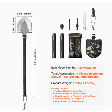 Sahara Sailor Pelle Pliante, 23 en 1 Pelle Survie, Portable Pelle
