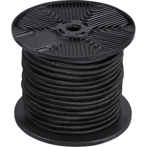 Corde Élastique Noire – 6 Mm X 3 M – Manchons Aluminium – Lot De 10 Rouleaux + 20 Manchons