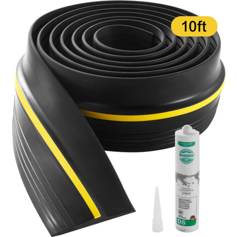 Mophorn Bande d'étanchéité de seuil de porte de garage de 3 m,bande d'étanchéité universelle noire pour sol de porte de garage,bande résistante aux intempéries pour bas de porte de garage avec adhésif