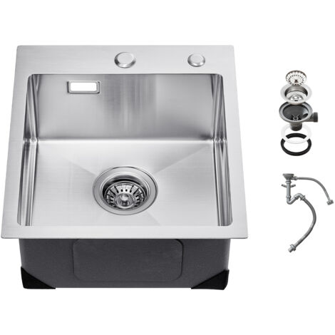 Mophorn Évier de cuisine, éviers à montage par le haut de 40 cm, cuve simple en acier inoxydable 304, avec accessoires pour camping-car, cuisine, buanderie, bar