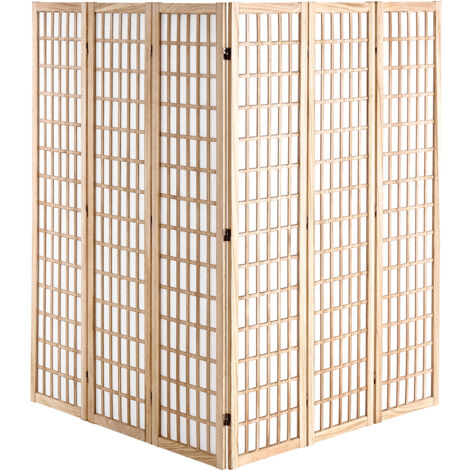 Mophorn Cloison de séparation, paravent de confidentialité à 6 panneaux de style japonais, cloison en bois pliable pour l'intérieur, décoration portable pour la maison, le bureau (1/5)